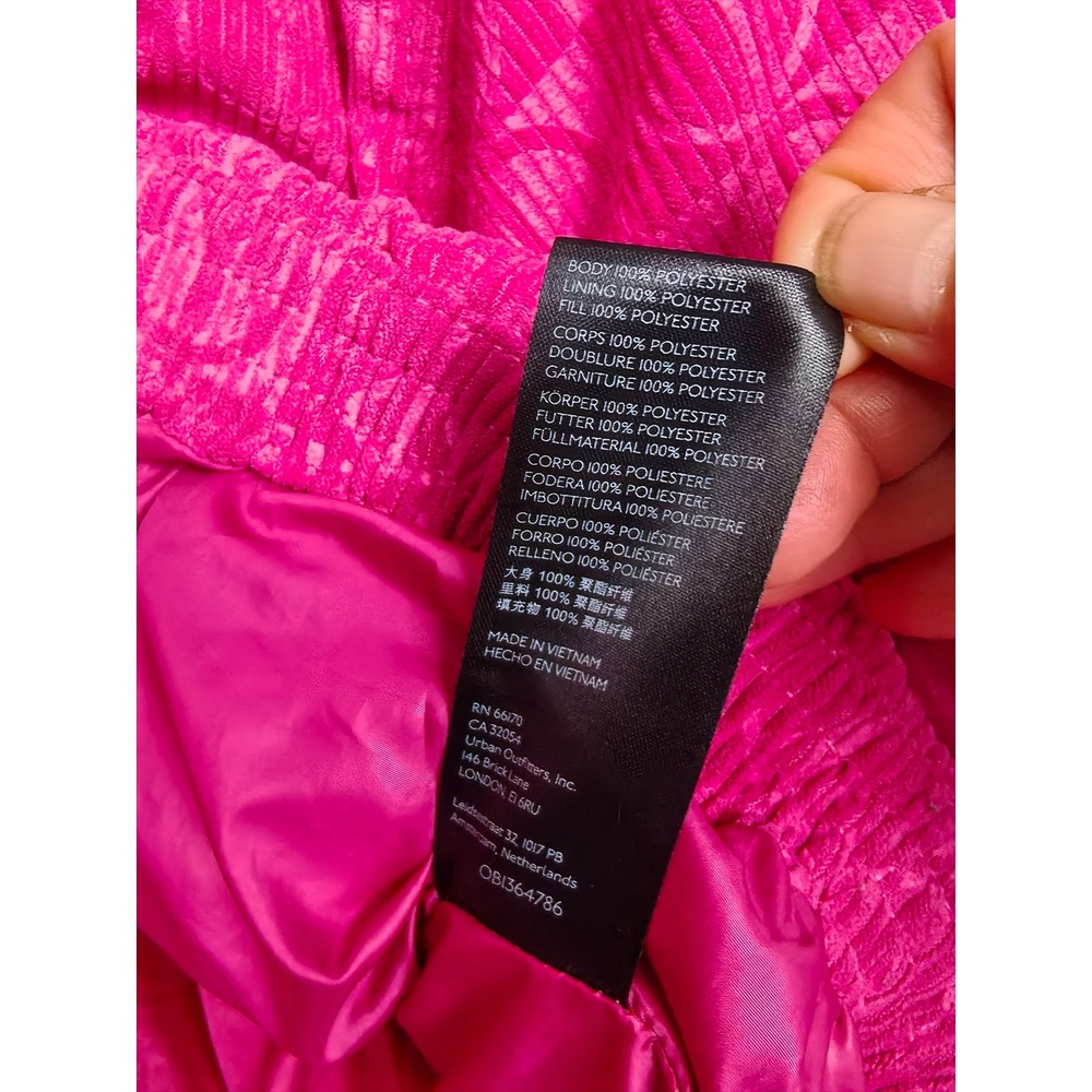 Urban Outfitters Pink Corduroy Peace Sign Quilted Crop Jacket Neon L View 4